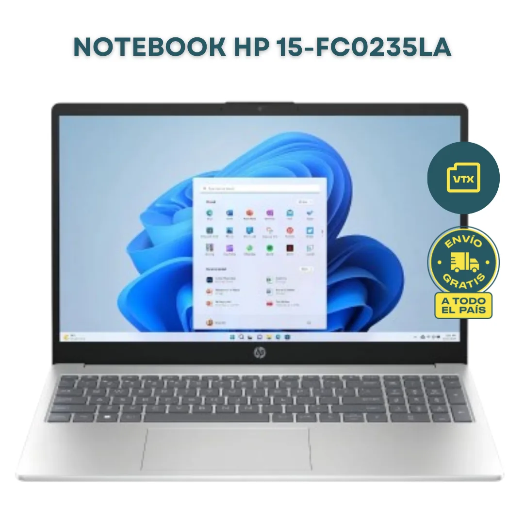 Notebook HP Laptop 15-fc0235la AMD Ryzen 3 7320U RAM 8GB SSD 512GB 15.6" W11H