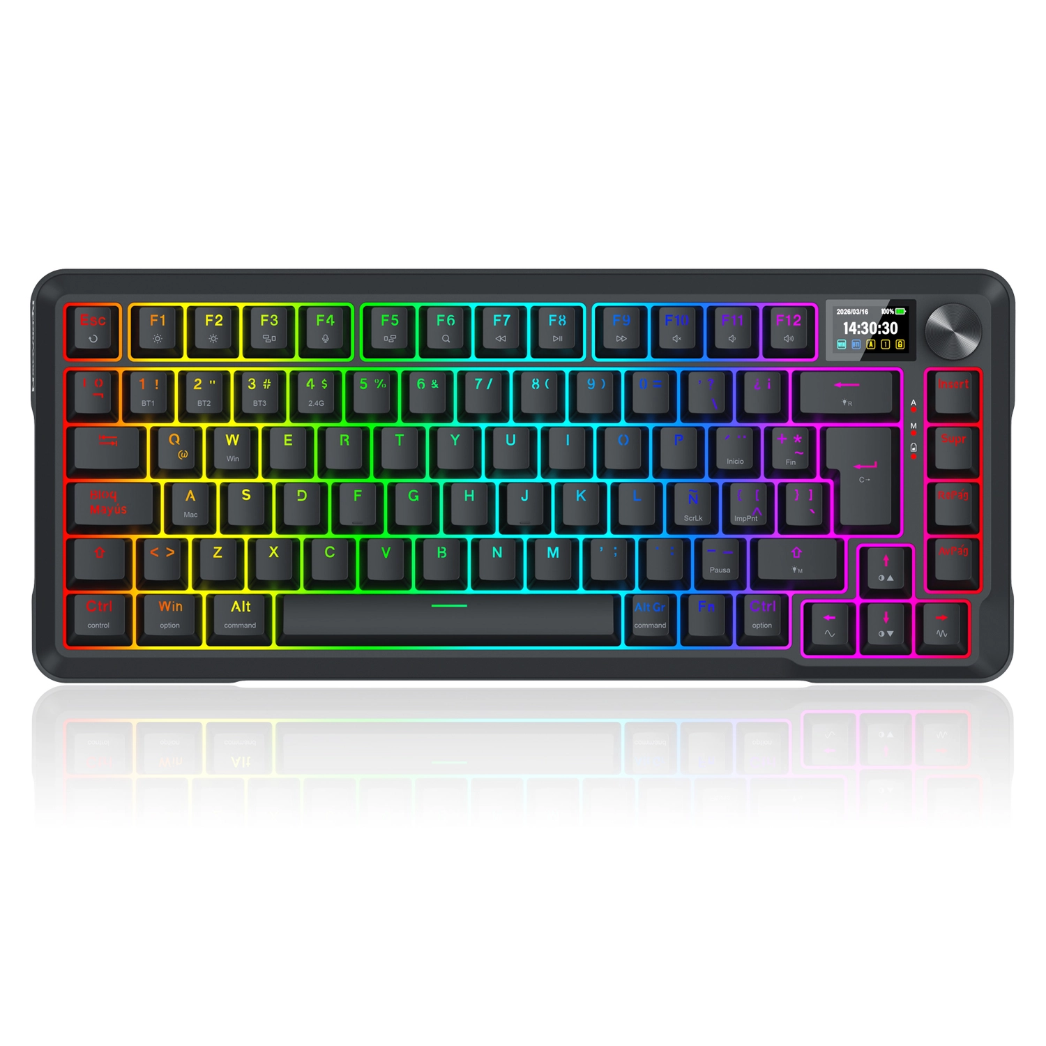 Teclado Inalámbrico Redragon Ucal LCD Pro K724 RGB — foto 1