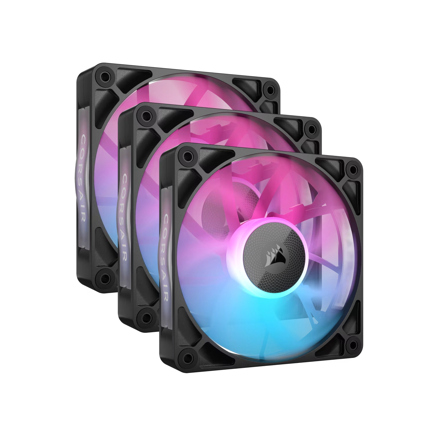 Kit de inicio de ventiladores CORSAIR iCUE LINK RX120 RGB 120 mm X3 negro