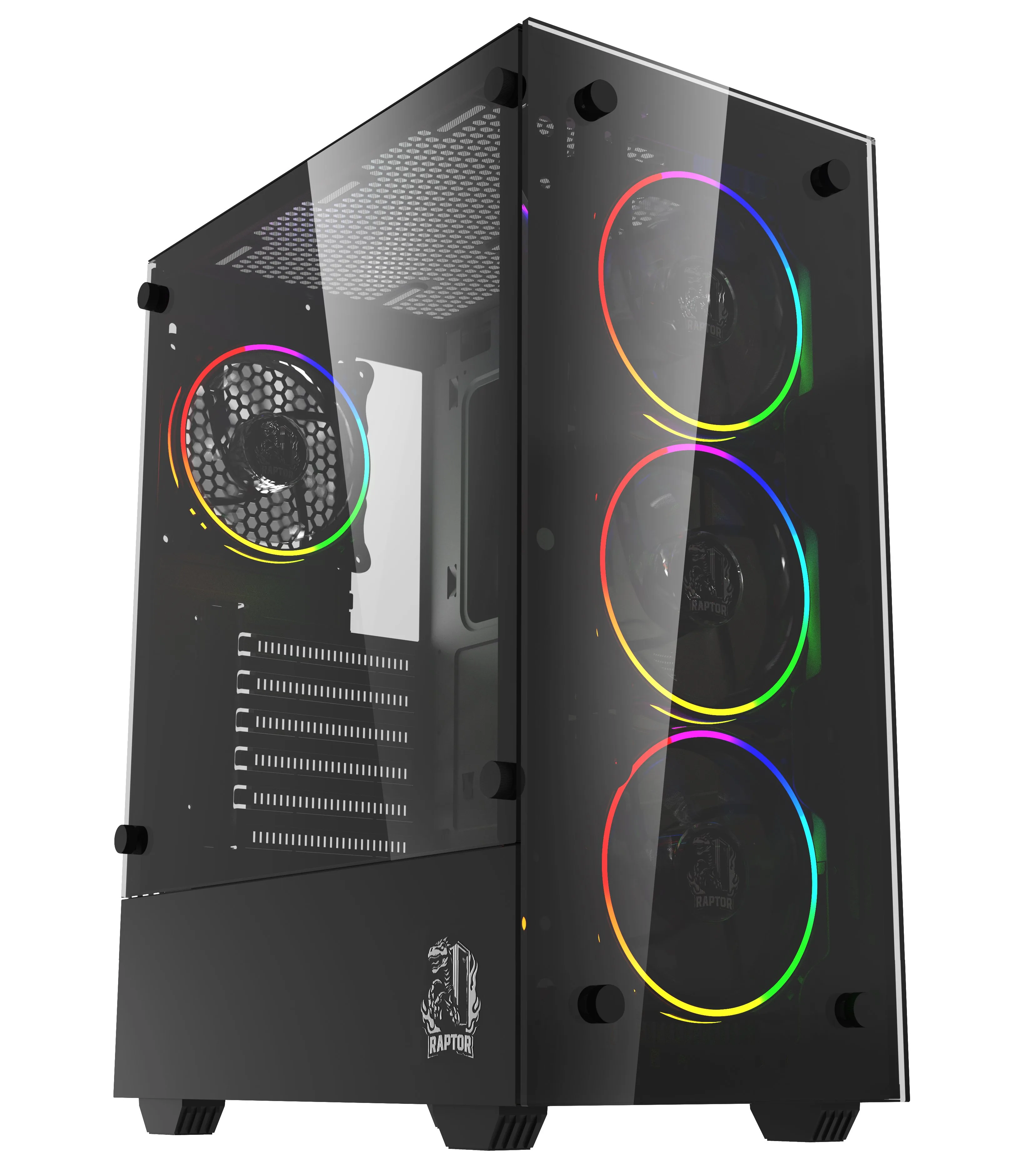 Gabinete Raptor Sentinel TG Mid-Tower RGB Fan x4 w/button control (6718) — foto 4