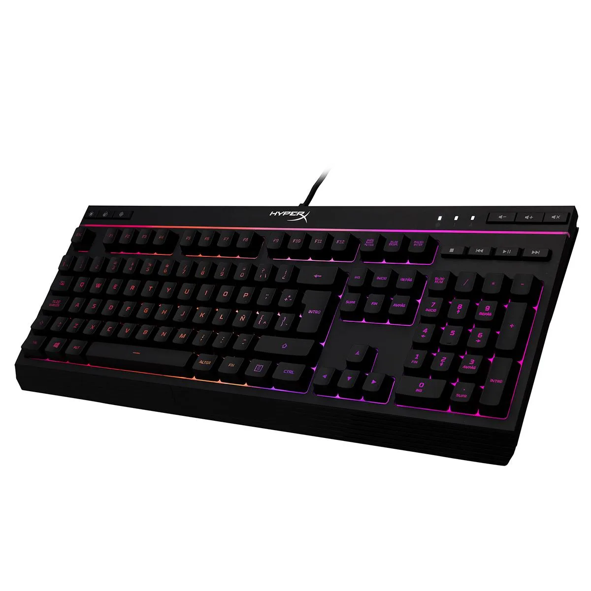 Teclado Gamer Hyperx Alloy Qwerty Español Latinoamérica Color Negro Con Luz Rgb