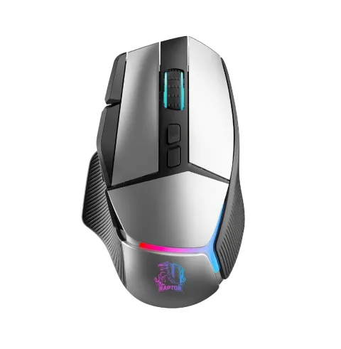 Mouse Gamer Raptor Storm Grip Wireless 9 botones 24000dpi retroiluminado c/soft Grey (7411)