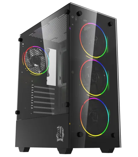 Gabinete Raptor Sentinel TG Mid-Tower RGB Fan x4 w/button control (6718)