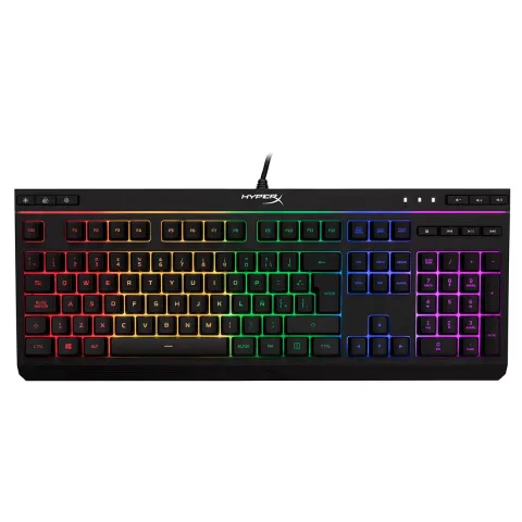 Teclado Gamer Hyperx Alloy Qwerty Español Latinoamérica Color Negro Con Luz Rgb